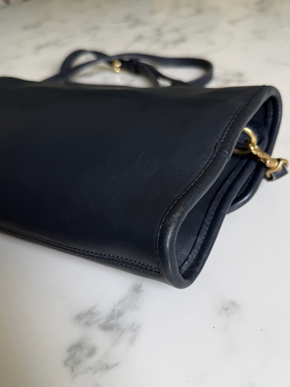 Coach Vintage Sterling Envelope Clutch Crossbody Bag 9945 Navy Blue Leather 90s - Picture 15 of 16